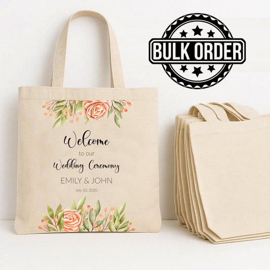 Custom Canvas Tote Bag - Reusable Shopping Bag | Eco-Friendly Wedding Favor & Corporate Gift