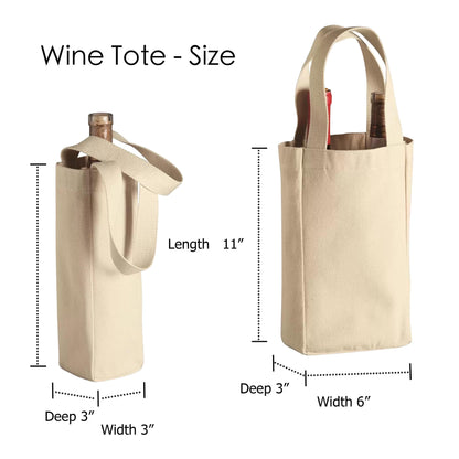 Custom Wine Tote – Reusable Cotton Canvas Bag With Strong Handles & Reinforced Stitching
