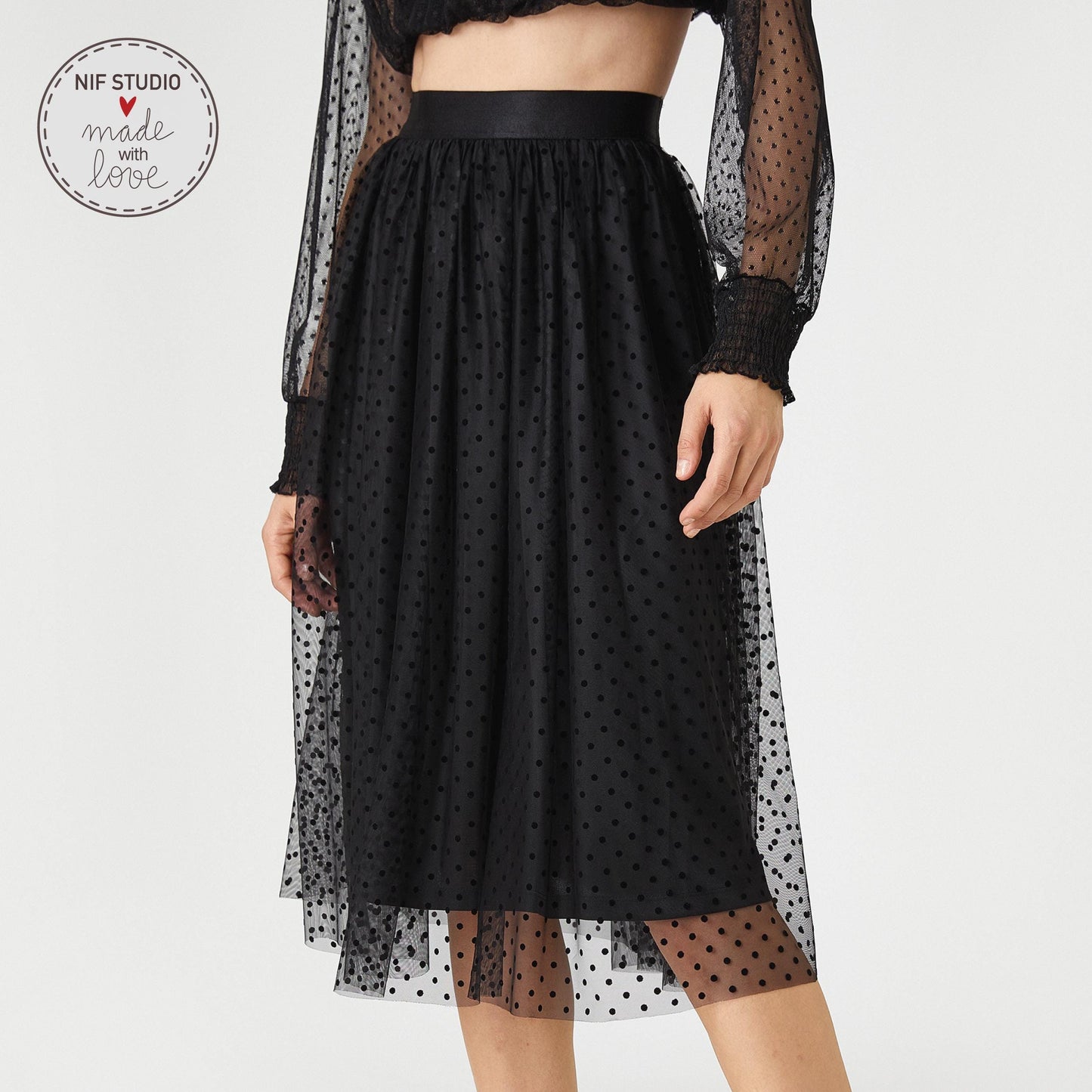 Black Tulle Tutu Skirt – Custom Mother Daughter Matching Satin Fabric Skirt