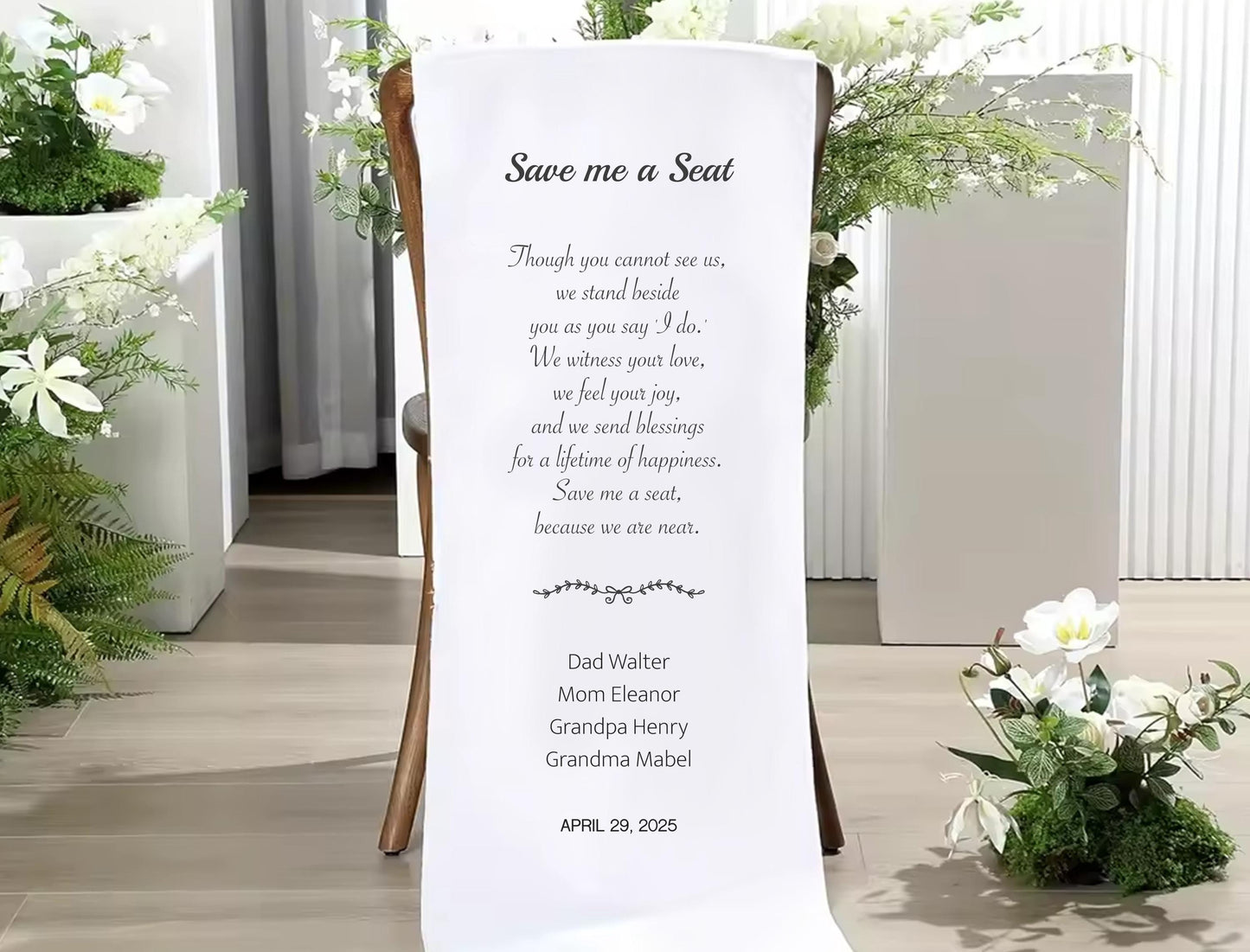 In Loving Memory Sign – Personalized Wedding Chair Banner | Rustic Memorial Decor