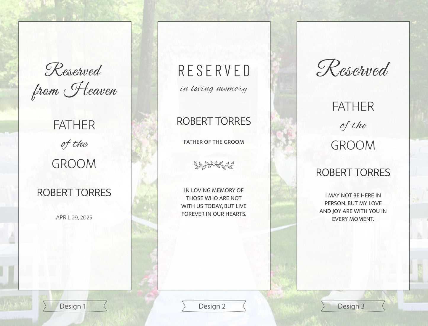 Memorial Wedding Banner – Personalized Rustic Wedding Chair Sign for Lost Loved Ones