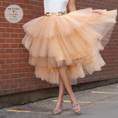 Mother Daughter Tutu | Custom Tulle Midi Skirt With Elastic Waistband & Satin Fabric