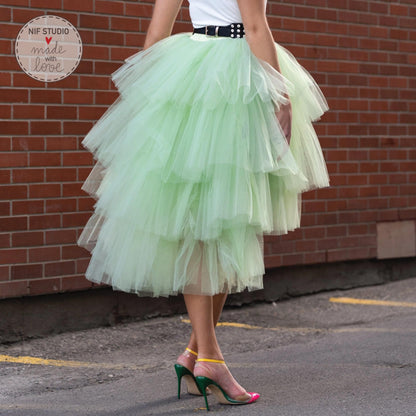 Mother Daughter Tutu | Custom Tulle Midi Skirt With Elastic Waistband & Satin Fabric