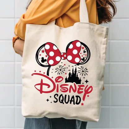 Disney Tote Bag - Durable Cotton Canvas Zippered Large Makeup Pouch
