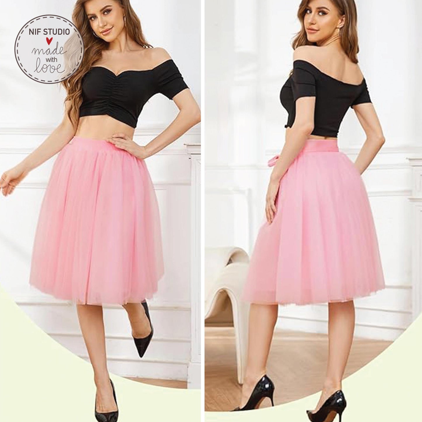 Mother Daughter Tutu - Custom Tulle Midi Skirt With Elastic Waistband