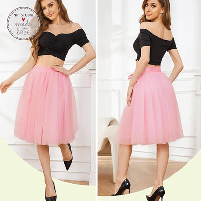 Mother Daughter Tutu - Custom Tulle Midi Skirt With Elastic Waistband
