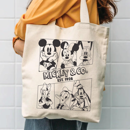 Vintage Disney Tote - Canvas Cotton Bag | Retro Disney Vacation Organizer Pouch