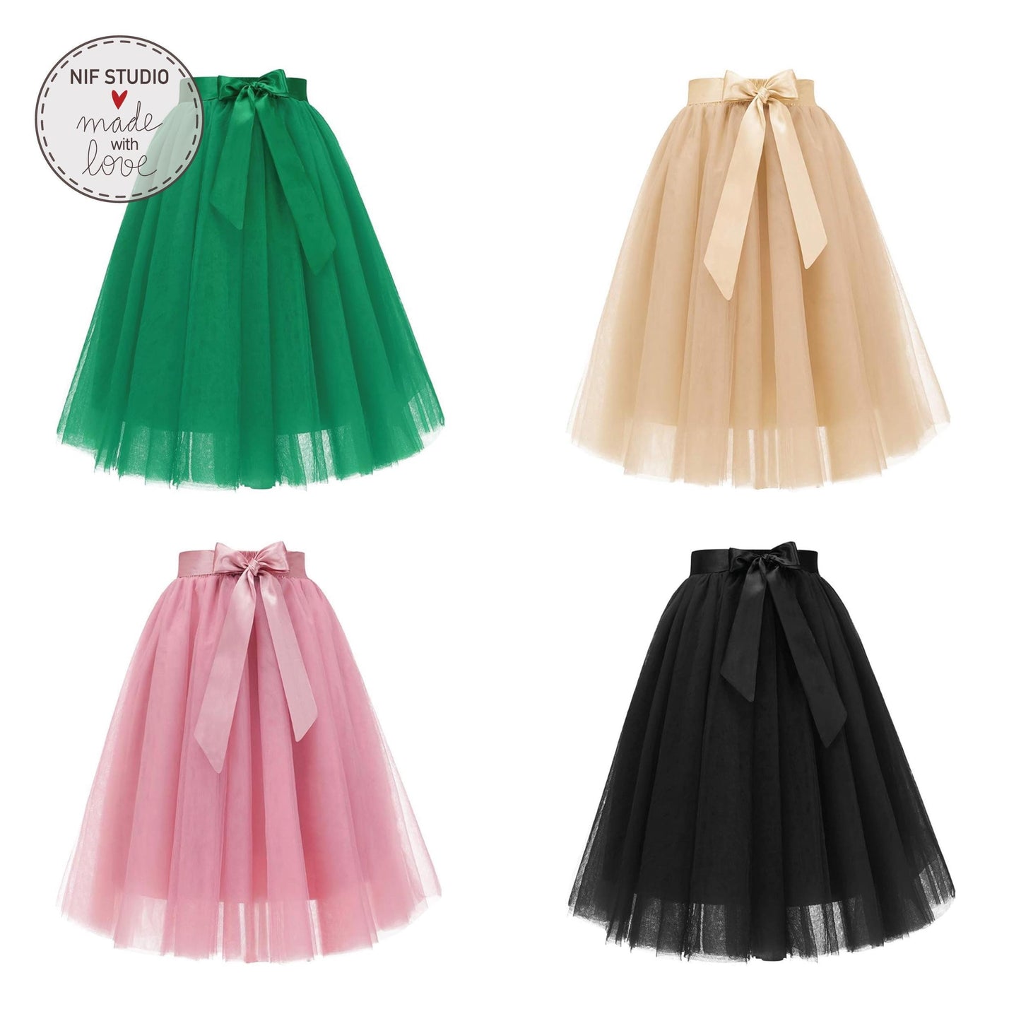 Mother Daughter Tutu - Custom Tulle Midi Skirt With Elastic Waistband