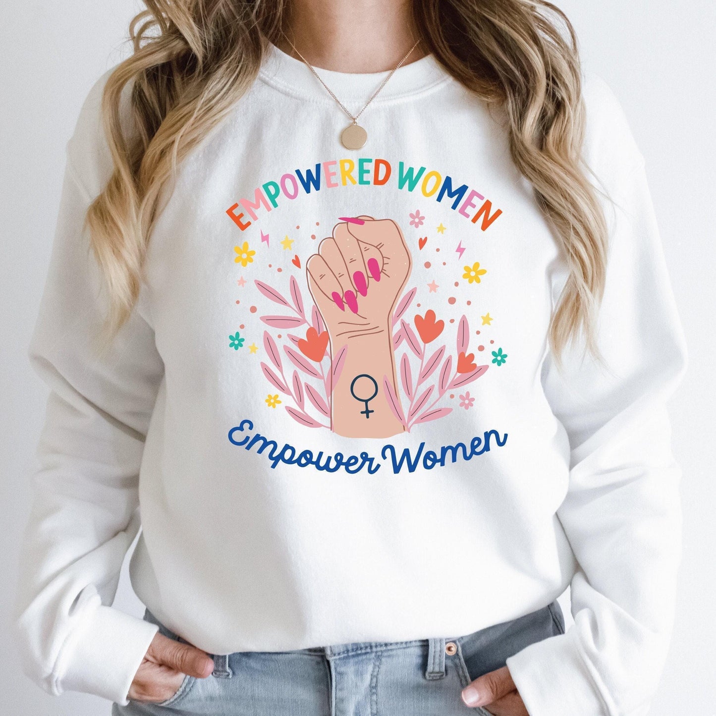Empowered Women Hoodie – Feminist Graphic Pullover | Soft Cotton Sweatshirt