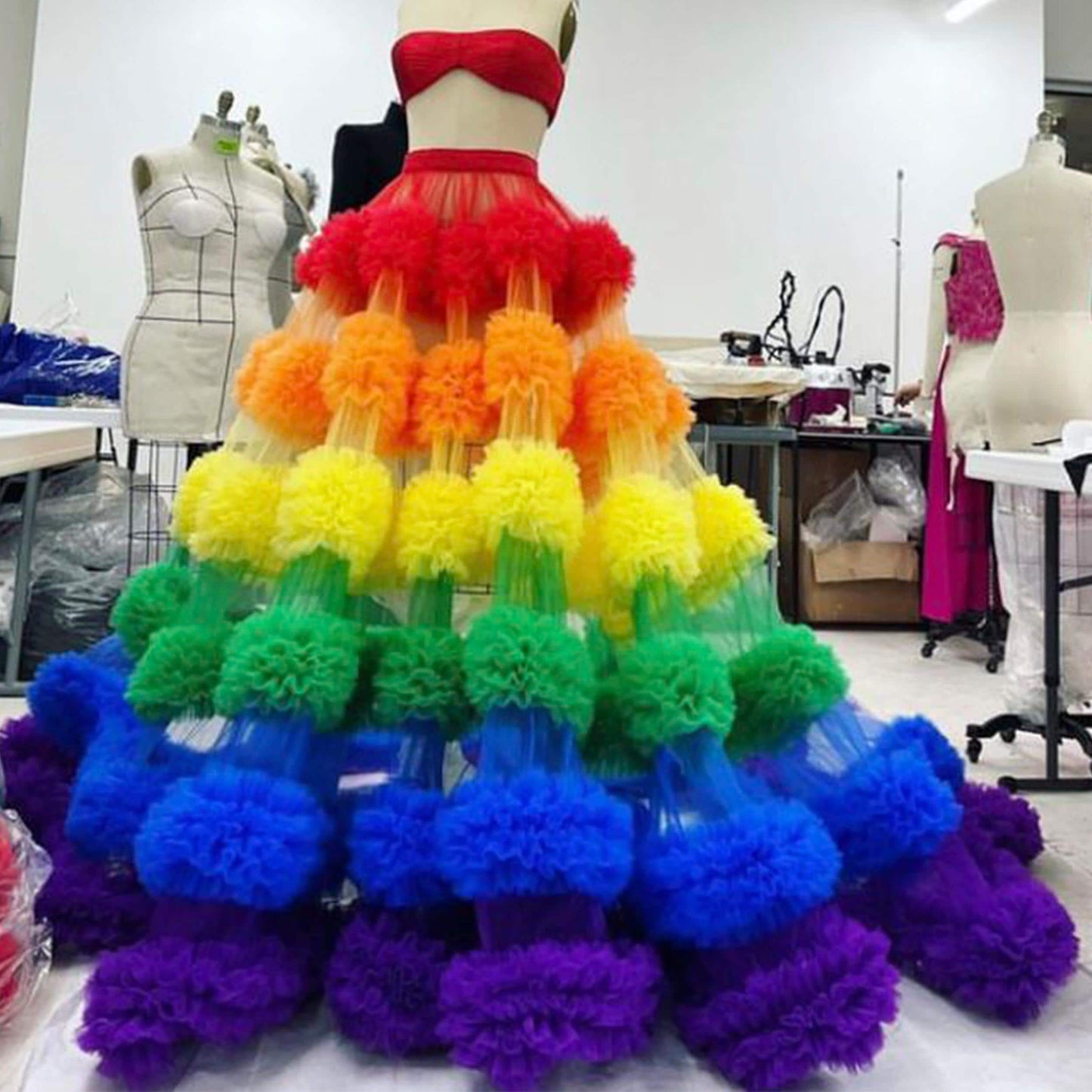 Rainbow Tutu Skirt - Custom Tulle Dress With Elastic Waistband For Pride Celebration