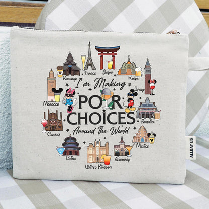 Disney Epcot Tote Bag - Durable Cotton Canvas Mickey Minnie World Showcase