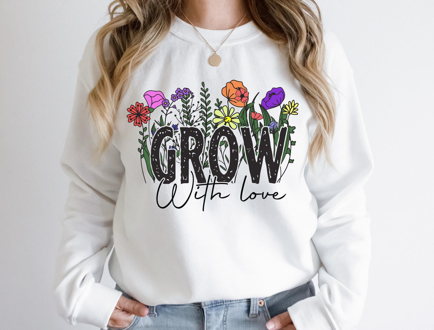 Gardening Shirt – Grow With Love Tee | Soft Breathable Cotton Floral Graphic