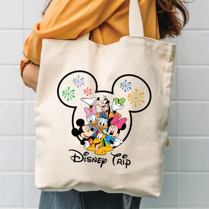 Disney Tote Bag - Durable Canvas Tote With Zipper | Mickey Mouse Travel Bag