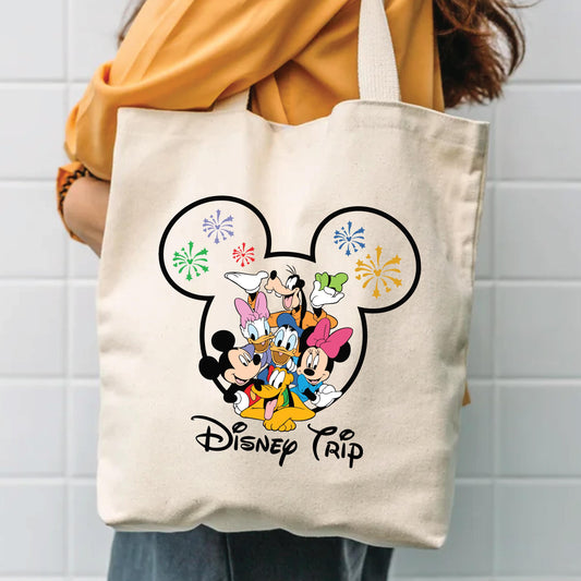 Disney Tote Bag - Durable Canvas Tote With Zipper | Mickey Mouse Travel Bag