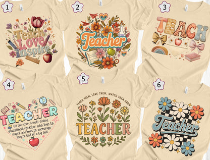 Trendy Teacher T-Shirt - Colorful Doodle Back To School Tee | Comfort Colors Soft Cotton