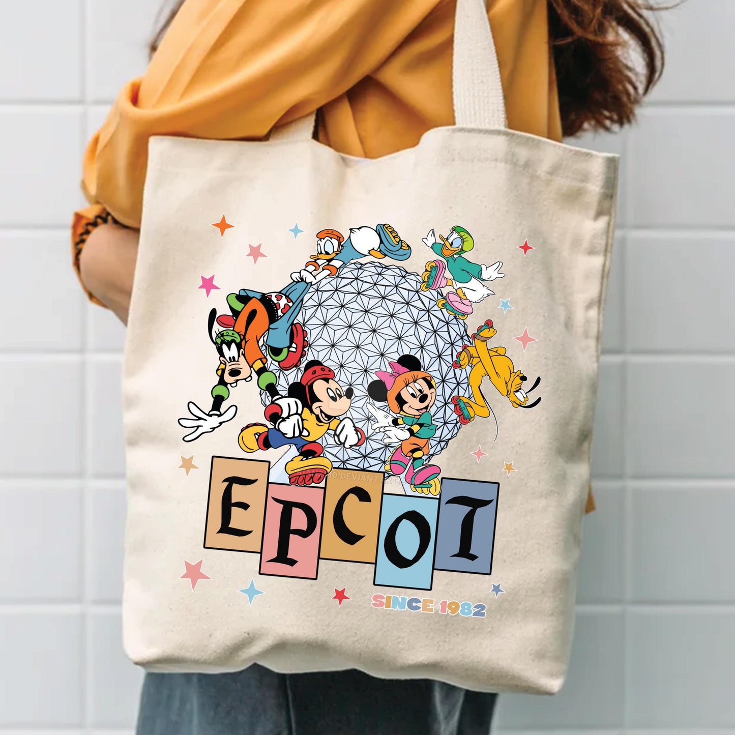 Epcot Tote Bag - Durable Cotton Canvas Makeup Bag | Travel Cosmetic Pouch