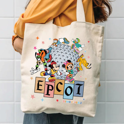 Epcot Tote Bag - Durable Cotton Canvas Makeup Bag | Travel Cosmetic Pouch