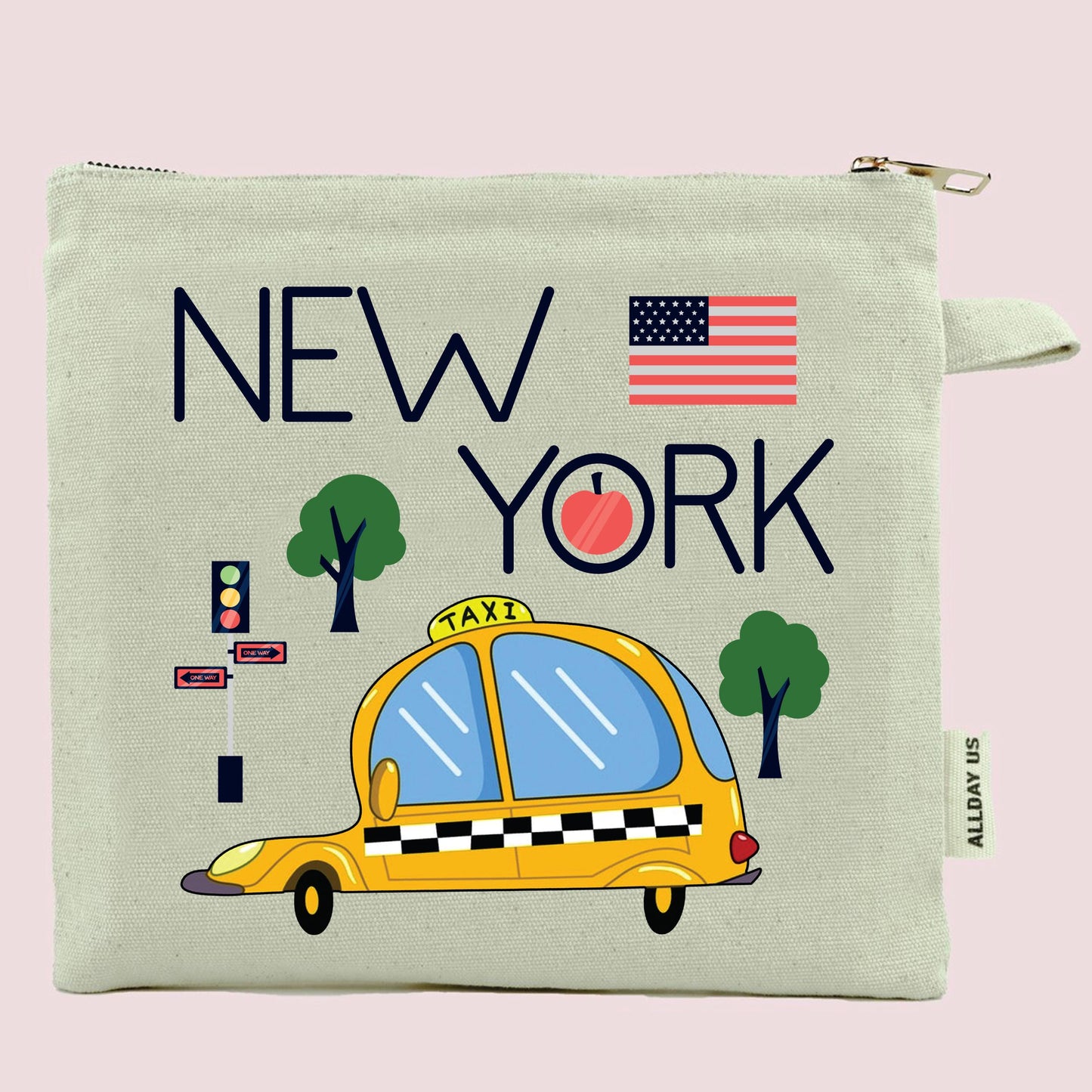 Cotton Canvas Tote - Durable Canvas Tote Bag With Zippered Makeup Pouch NYC Gift
