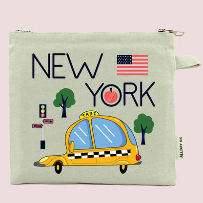 Cotton Canvas Tote - Durable Canvas Tote Bag With Zippered Makeup Pouch NYC Gift
