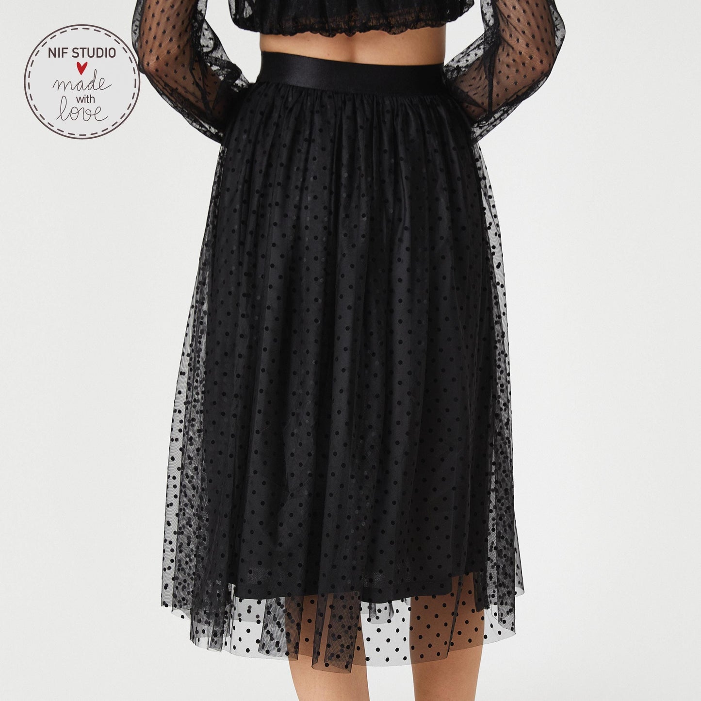 Black Tulle Tutu Skirt – Custom Mother Daughter Matching Satin Fabric Skirt