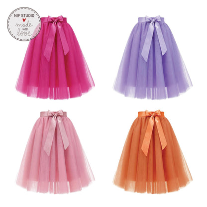Mother Daughter Tutu - Custom Tulle Midi Skirt With Elastic Waistband