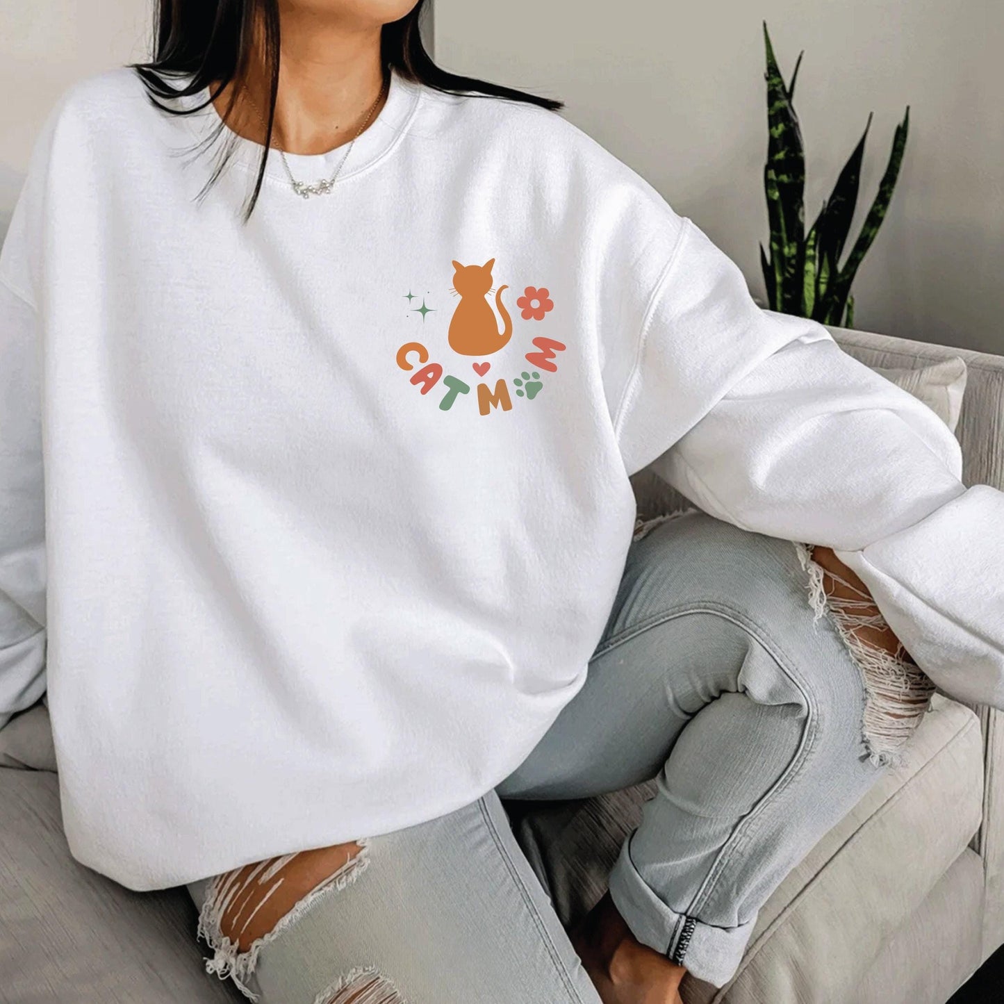 Cat Mom Sweatshirt – Custom Soft Cotton Cozy Unisex Cat Mama Apparel