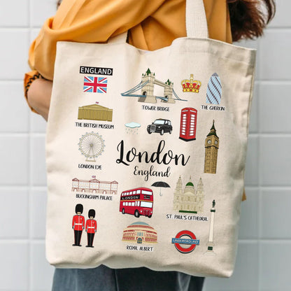 Cotton Canvas Tote Bag – Durable Zippered Travel Souvenir Bag | Stylish Multi-Purpose