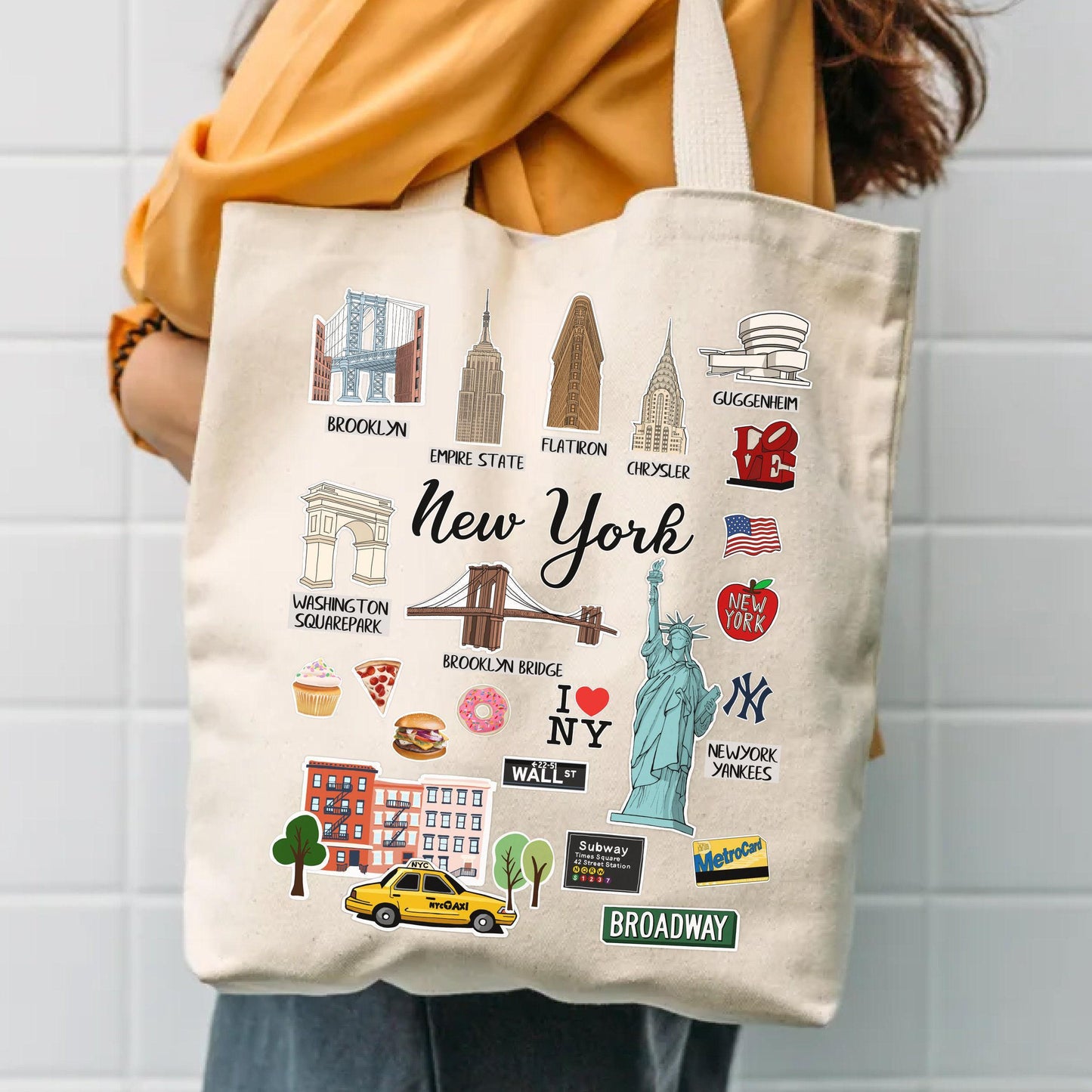 Canvas Tote Bag - Large Zippered Reusable Grocery Bag | NYC Cotton Canvas Tote
