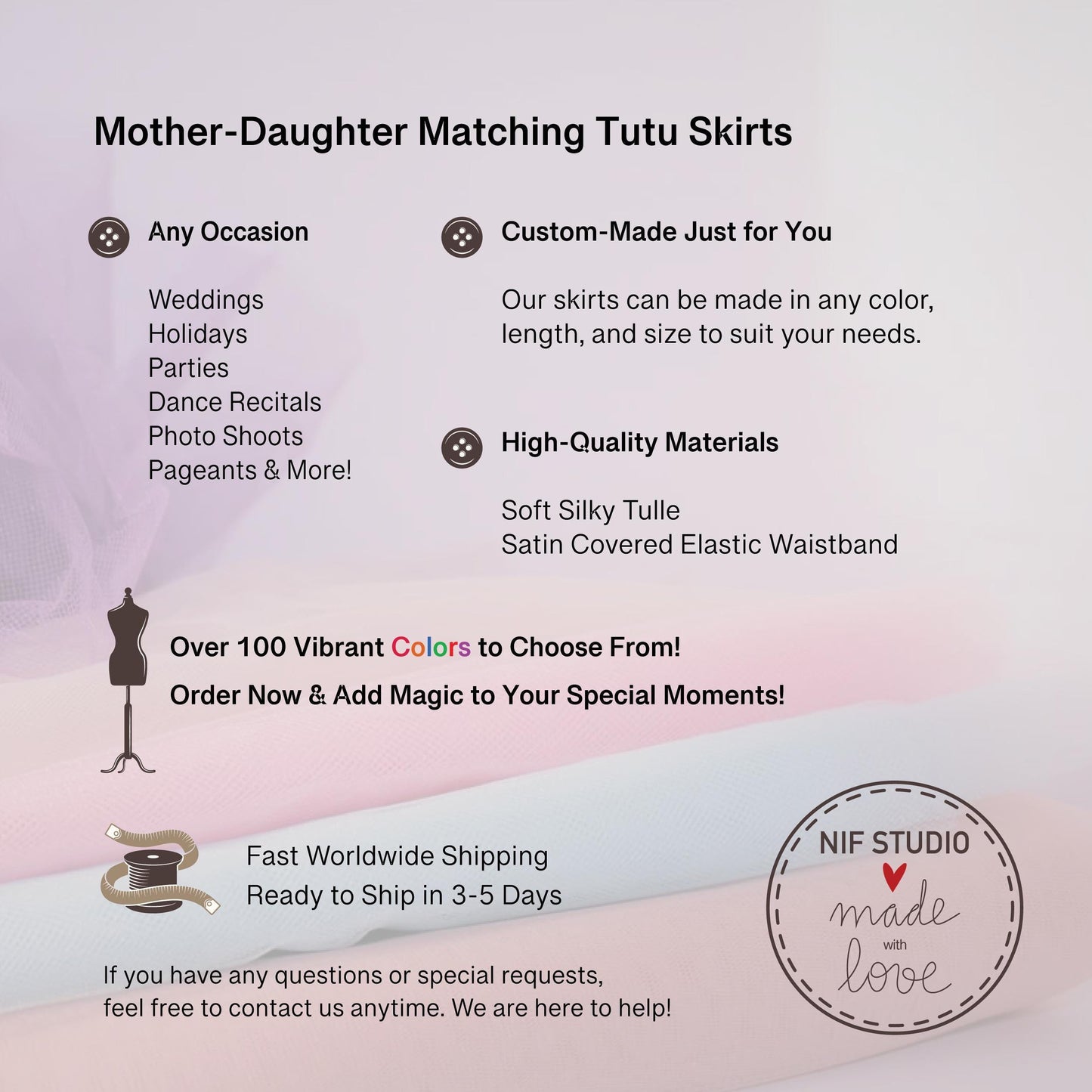 Mother Daughter Tutu Custom Tulle Maxi Skirt – Matching Party & Wedding Dress