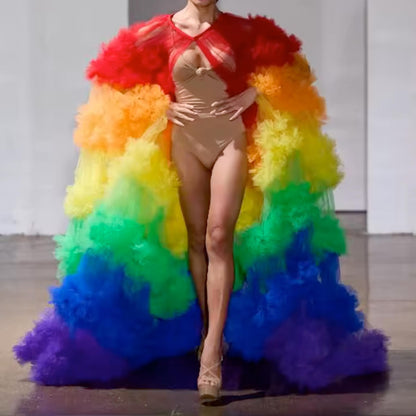 Rainbow Tutu Skirt - Custom Tulle Dress With Elastic Waistband For Pride Celebration