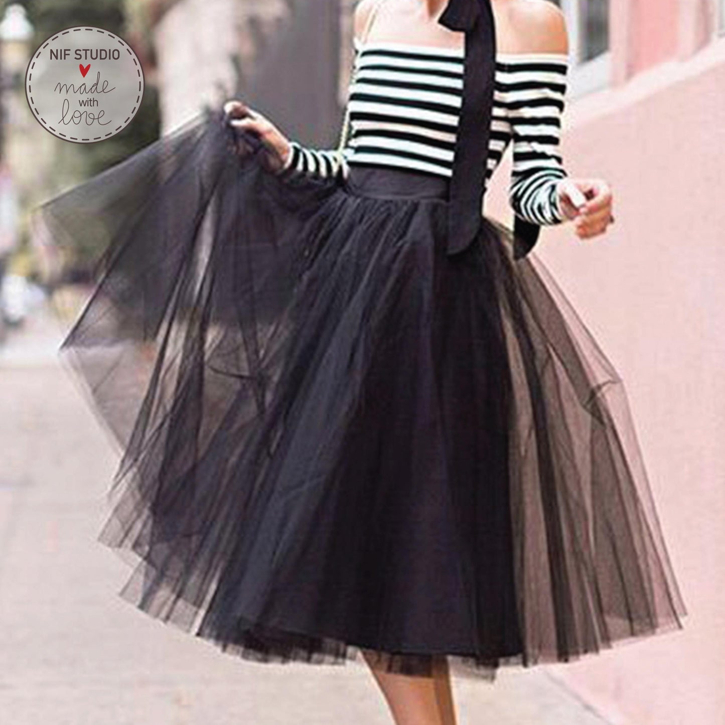 Mother Daughter Tutu - Custom Tulle Midi Skirt With Elastic Waistband