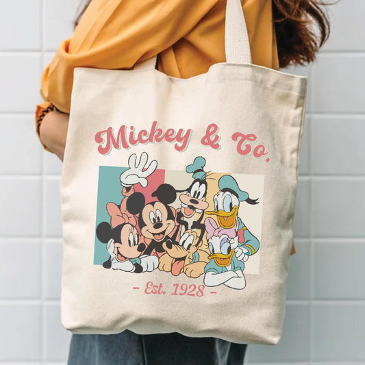 Vintage Mickey Tote Bag - Durable Canvas Makeup Pouch | Stylish Travel Cosmetic Bag