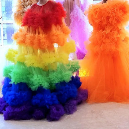 Rainbow Tutu Skirt - Custom Tulle Dress With Elastic Waistband For Pride Celebration