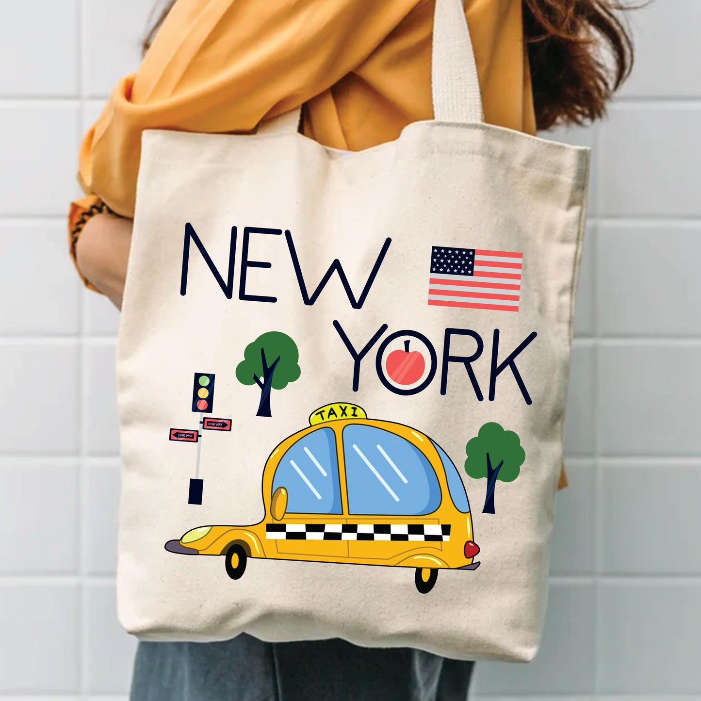 Cotton Canvas Tote - Durable Canvas Tote Bag With Zippered Makeup Pouch NYC Gift