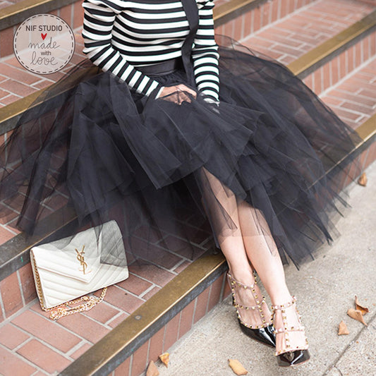 Mother Daughter Tutu - Custom Tulle Midi Skirt With Elastic Waistband
