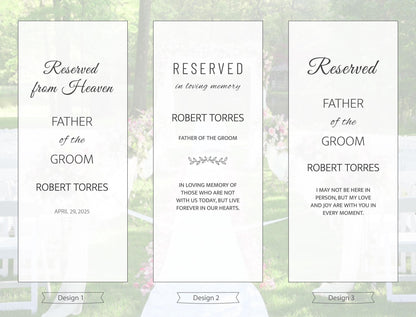 Wedding Chair Banner – Personalized Rustic Memorial Wedding Sign Tribute