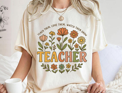 Trendy Teacher T-Shirt - Colorful Doodle Back To School Tee | Comfort Colors Soft Cotton