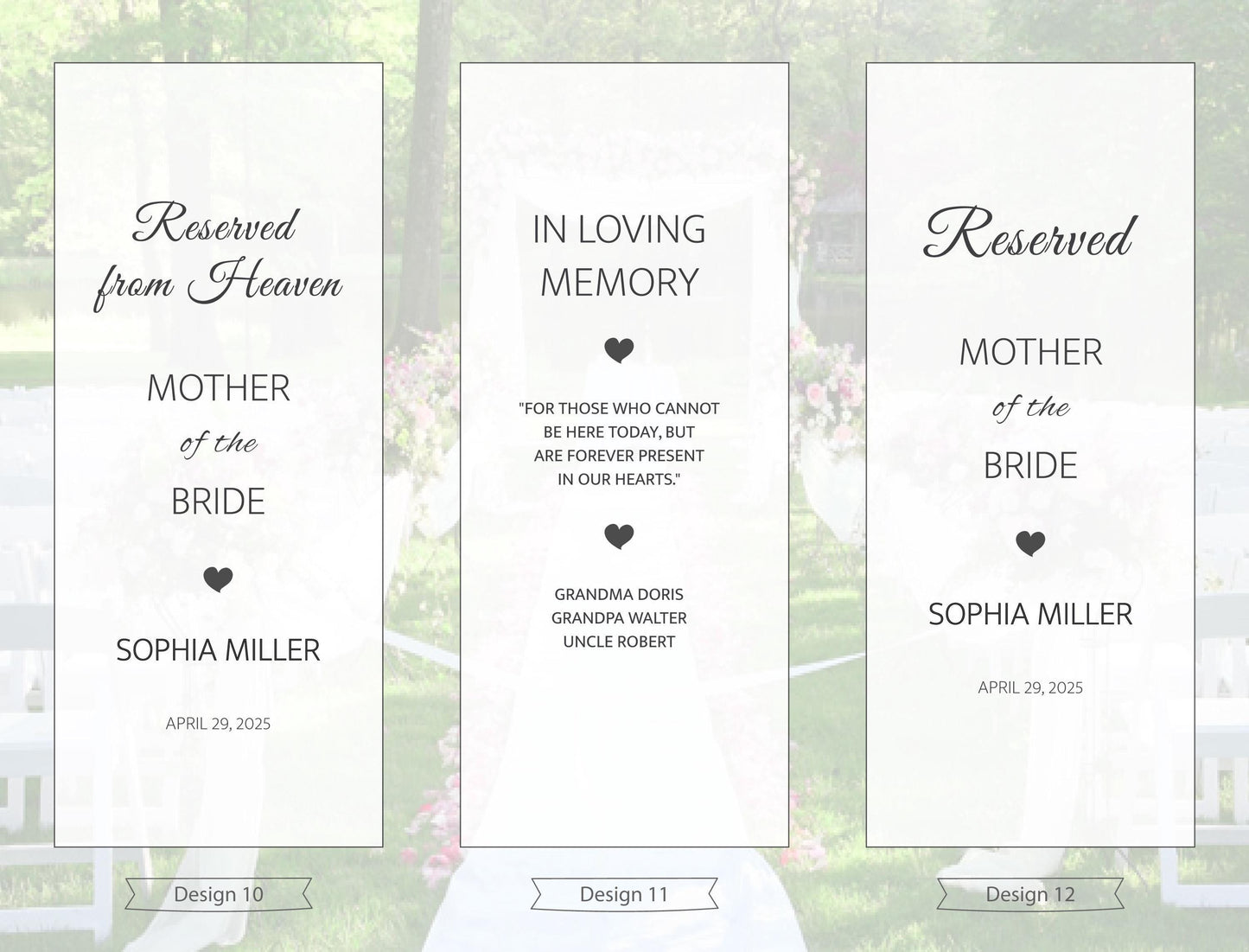 Memorial Wedding Banner – Personalized Rustic Wedding Chair Sign for Lost Loved Ones