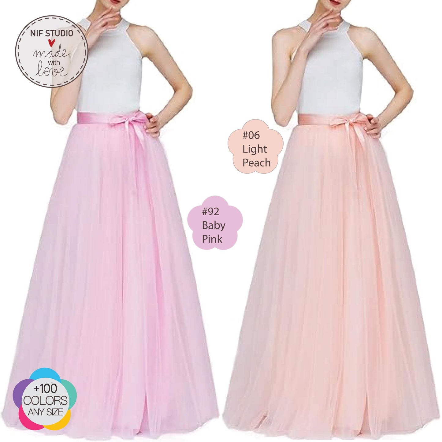 a woman wearing a pink and white dress